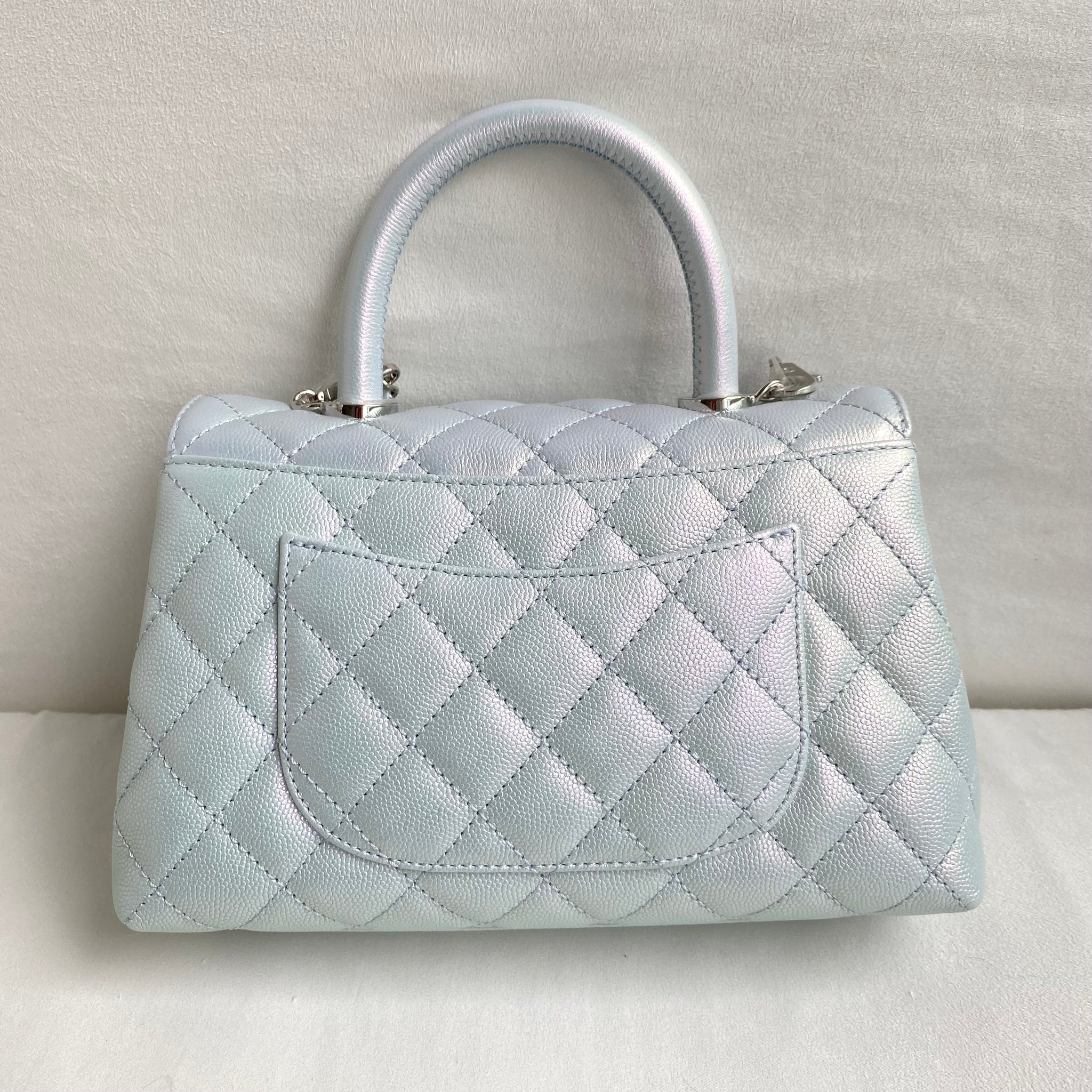 chanel coco handle iridescent white