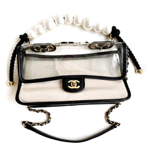 chanel clear bag with pearl handle