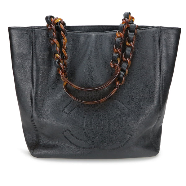 Chanel Caviar Timeless CC Tote w/ Tortoise Shell Link Strap