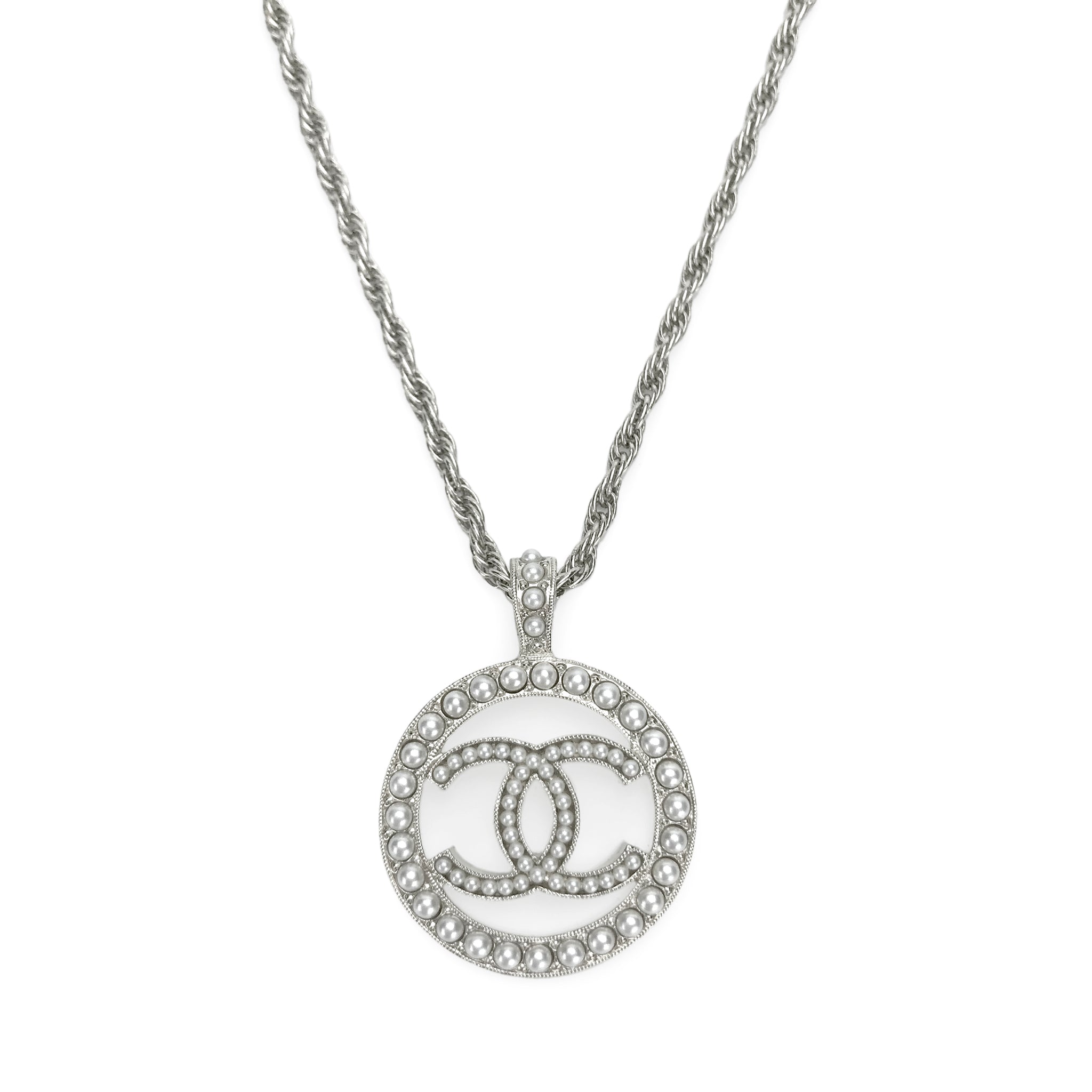 Chanel Pendant Chain Necklace CC silver Vintage  Tabita Bags  Tabita Bags  with Love