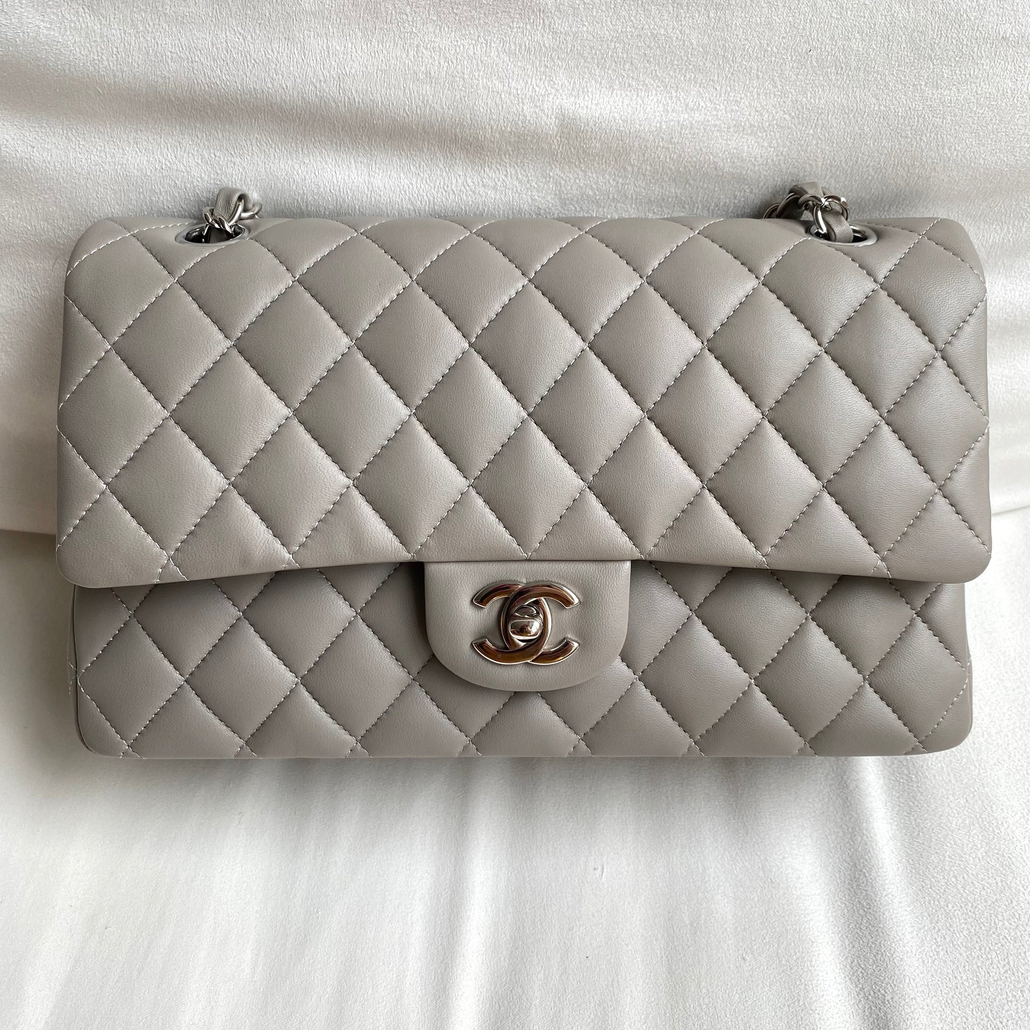 Chanel Light Grey Quilted Lambskin Mini Classic Flap Silver Hardware, 2022  Available For Immediate Sale At Sotheby's