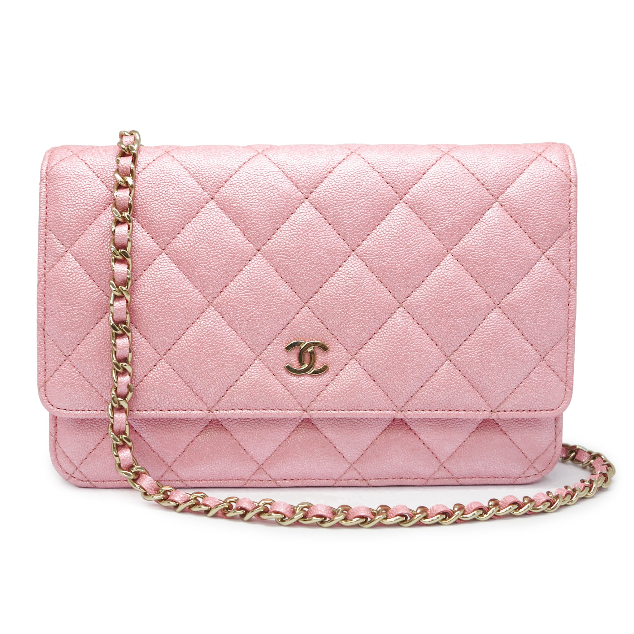 CHANEL Wallet On Chain WOC in Iridescent Pink Caviar | Dearluxe