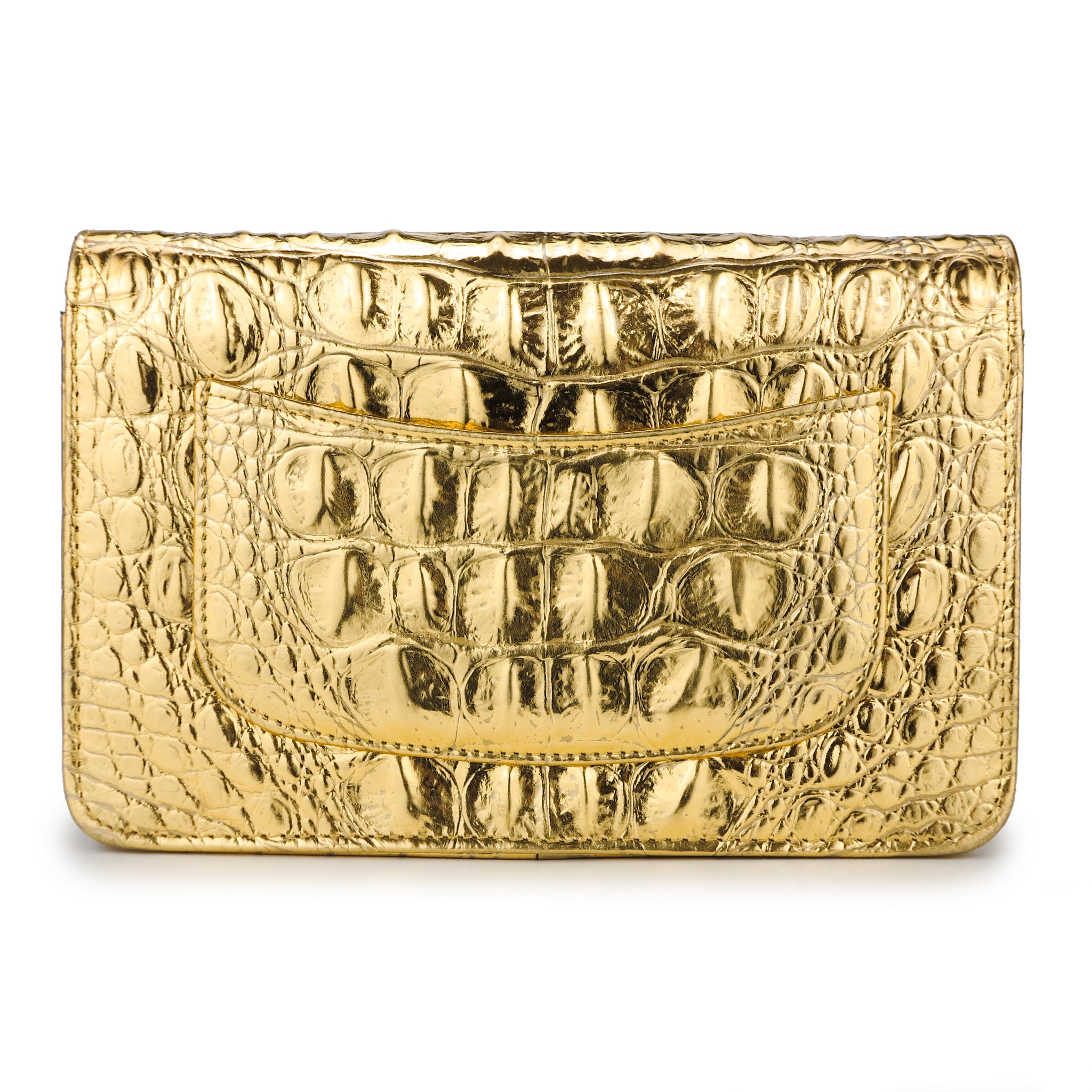 chanel gold croc embossed