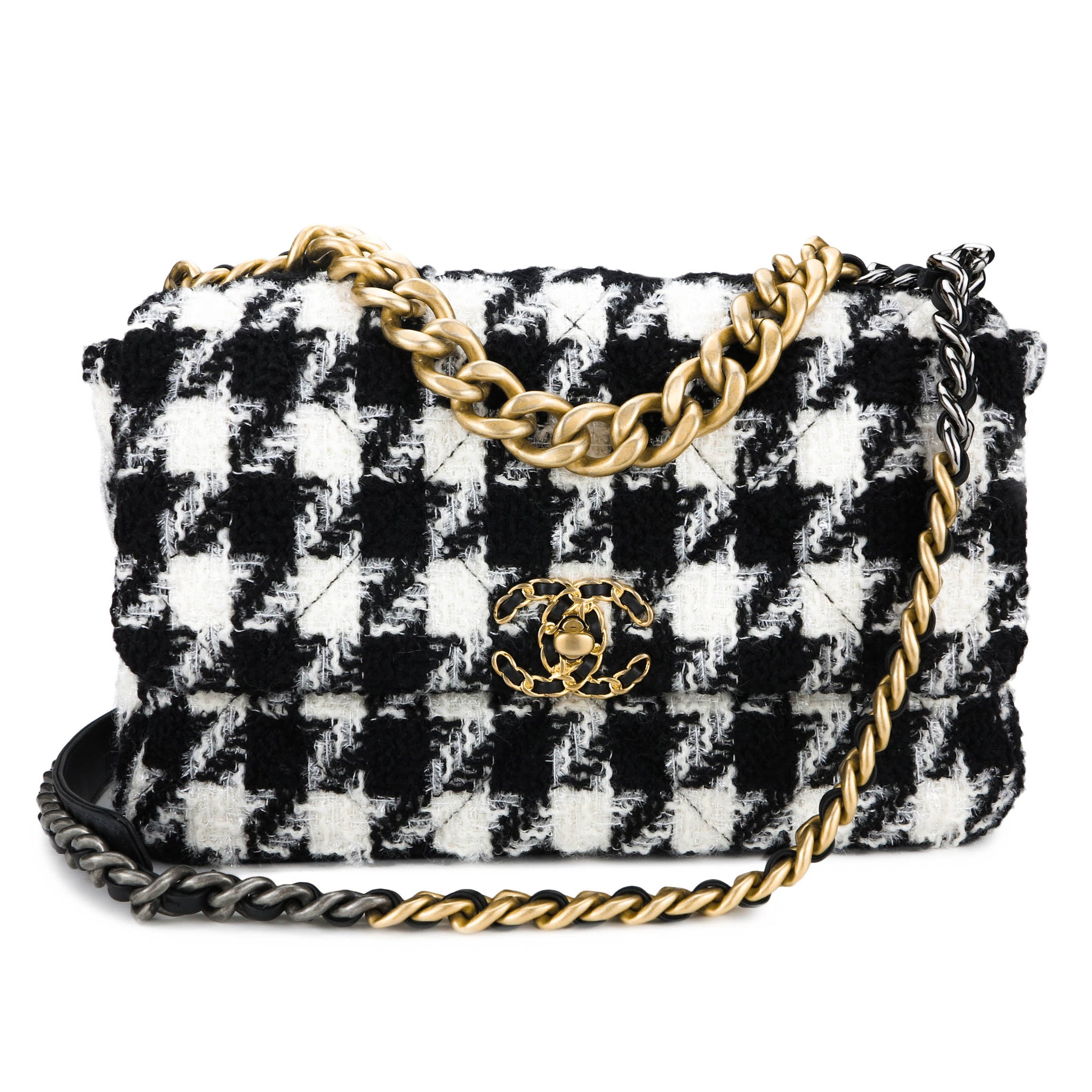 Túi Chanel 22 Small Handbag đen logo trắng da bê 34cm best quality