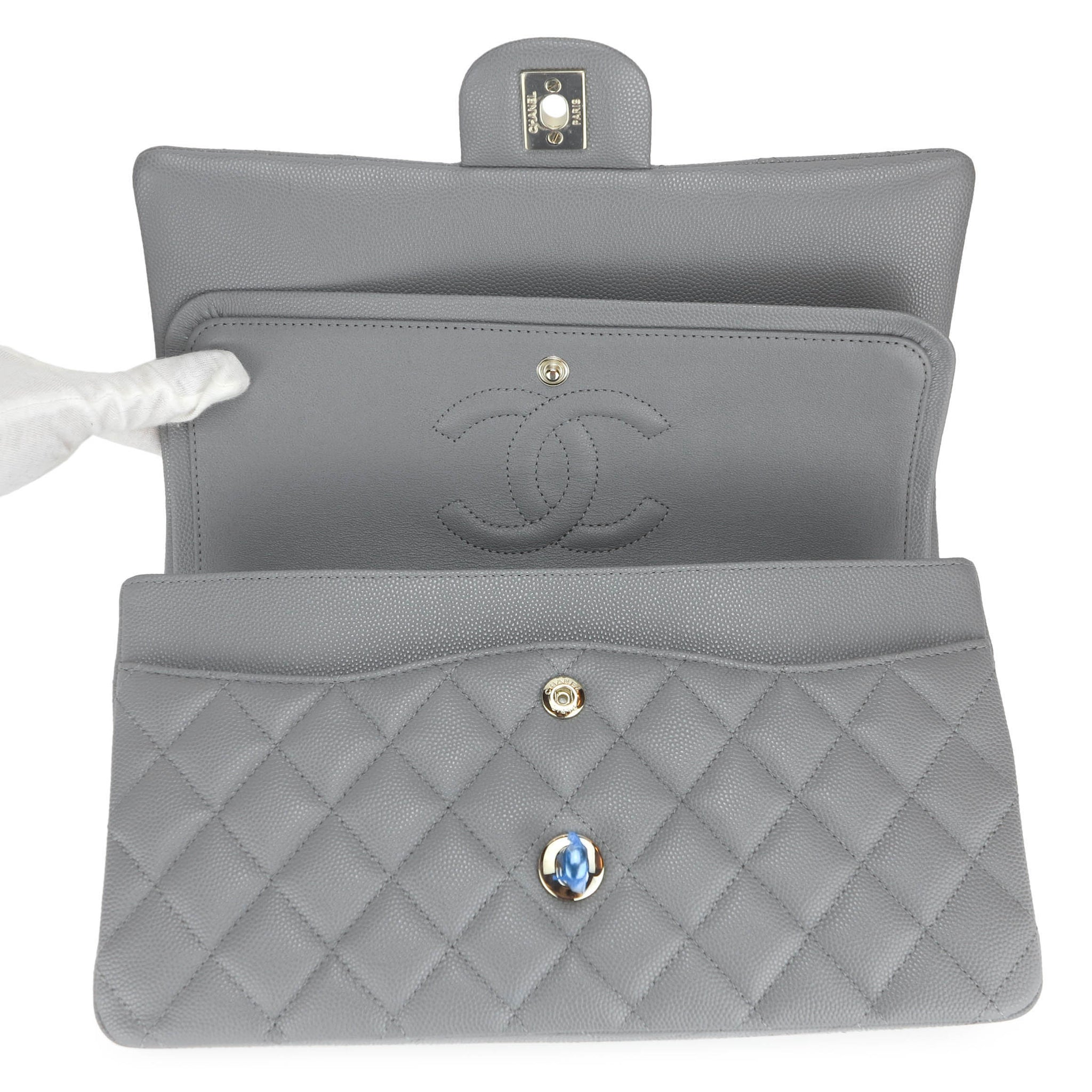 grey chanel classic flap