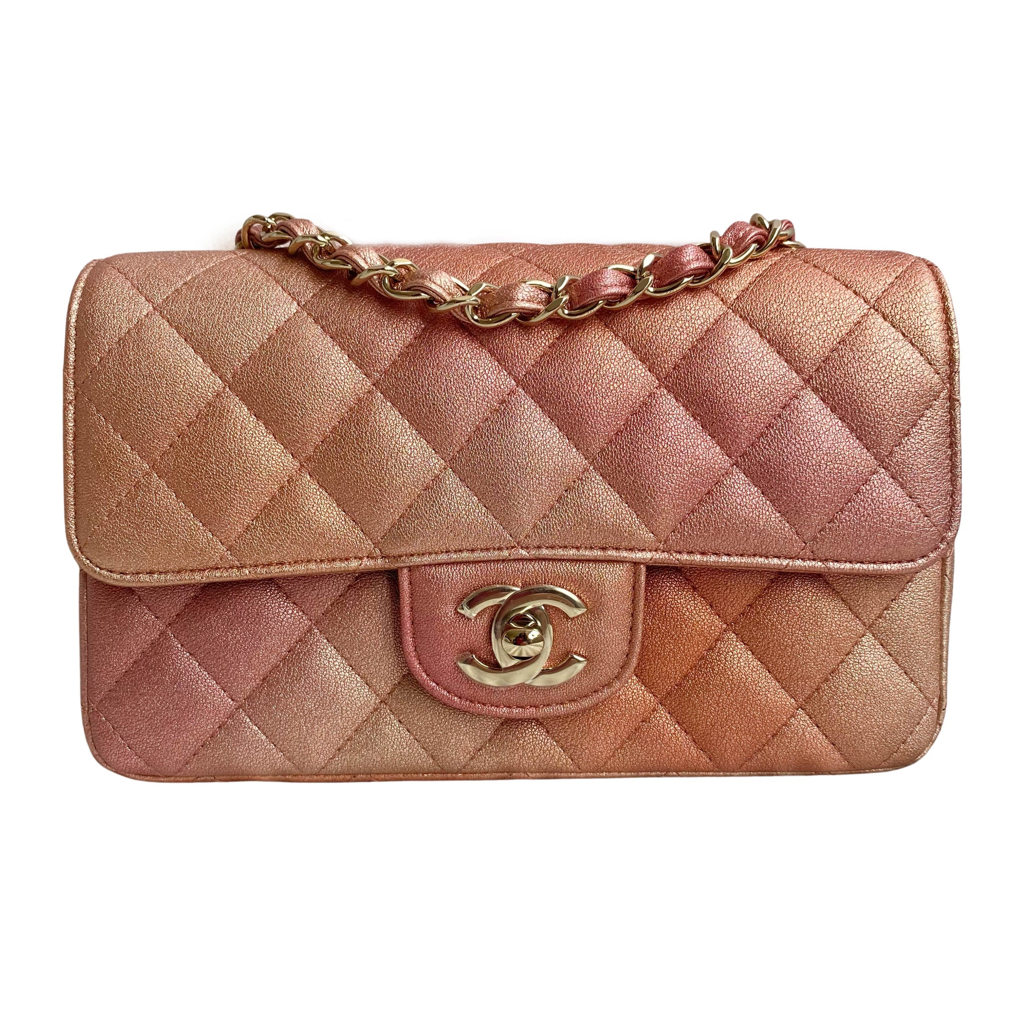 CHANEL 21S Rose Gold Lambskin Mini Rectangular Flap Bag  Dearluxe