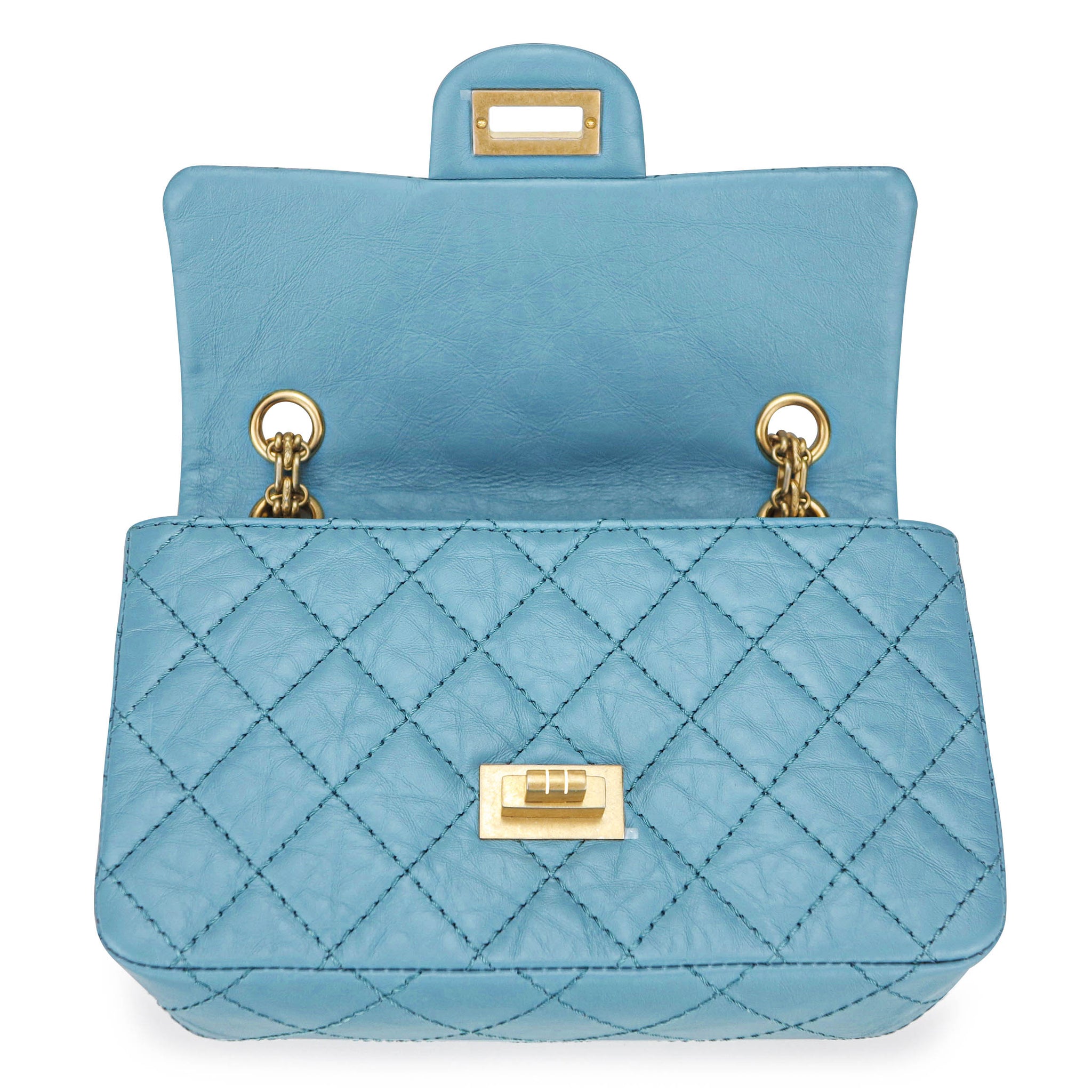 Chanel 2 55 Reissue Flap Bag Size 227 In Blue Aged Calfskin Dearluxe