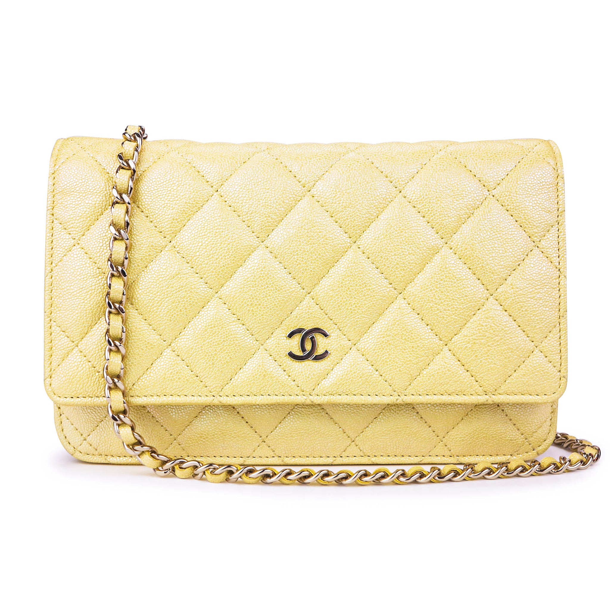 CHANEL Wallet On Chain WOC in 19S Iridescent Yellow Caviar | Dearluxe