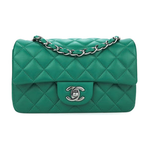 CHANEL Mini Rectangular Flap Bag in Emerald Green Lambskin | Dearluxe