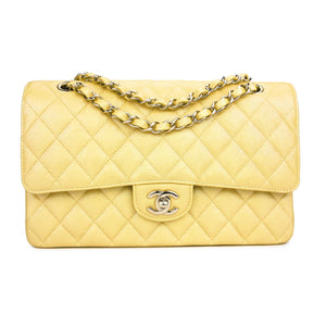 CHANEL Medium Classic Double Flap Bag in Iridescent Yellow Caviar | Dearluxe