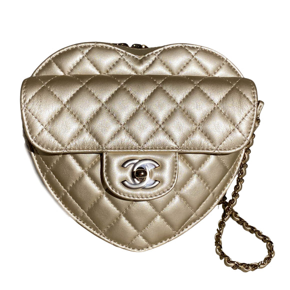 CHANEL Copy of 22S Large Heart Bag in Gold Lambskin | Dearluxe