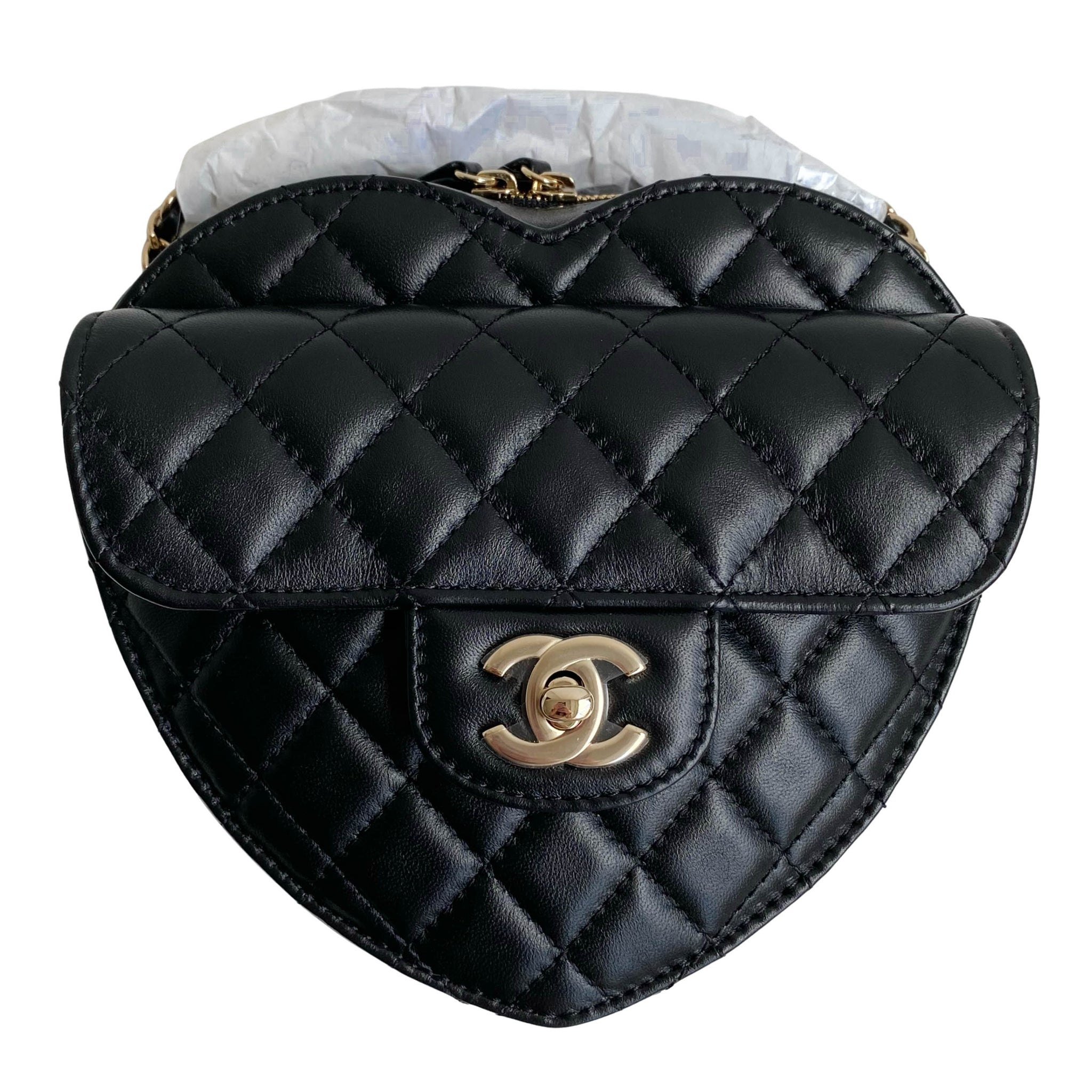 CHANEL 22S Large Heart Bag in Black Lambskin | Dearluxe