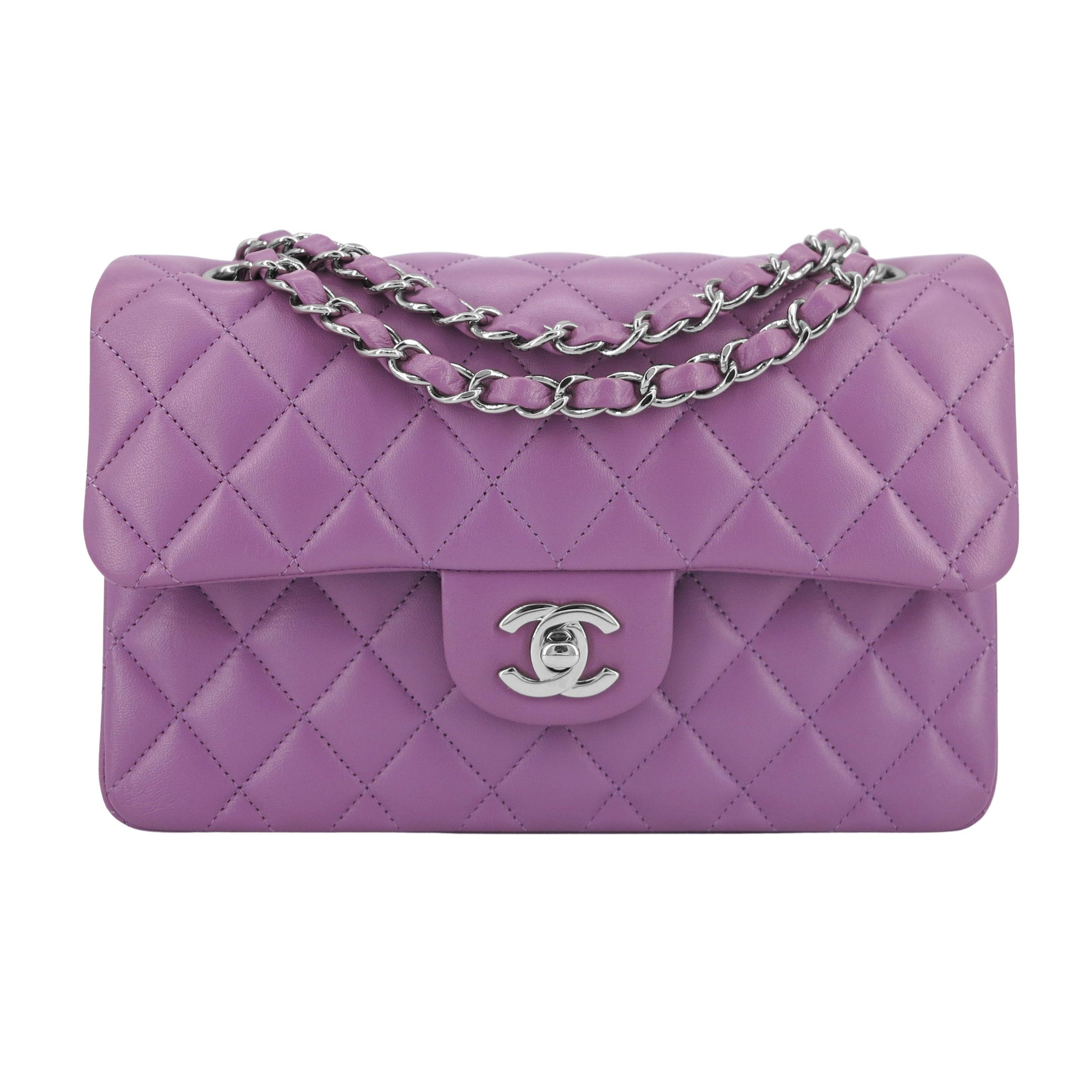 CHANEL Small Classic Double Flap Bag in Purple Lambskin | Dearluxe