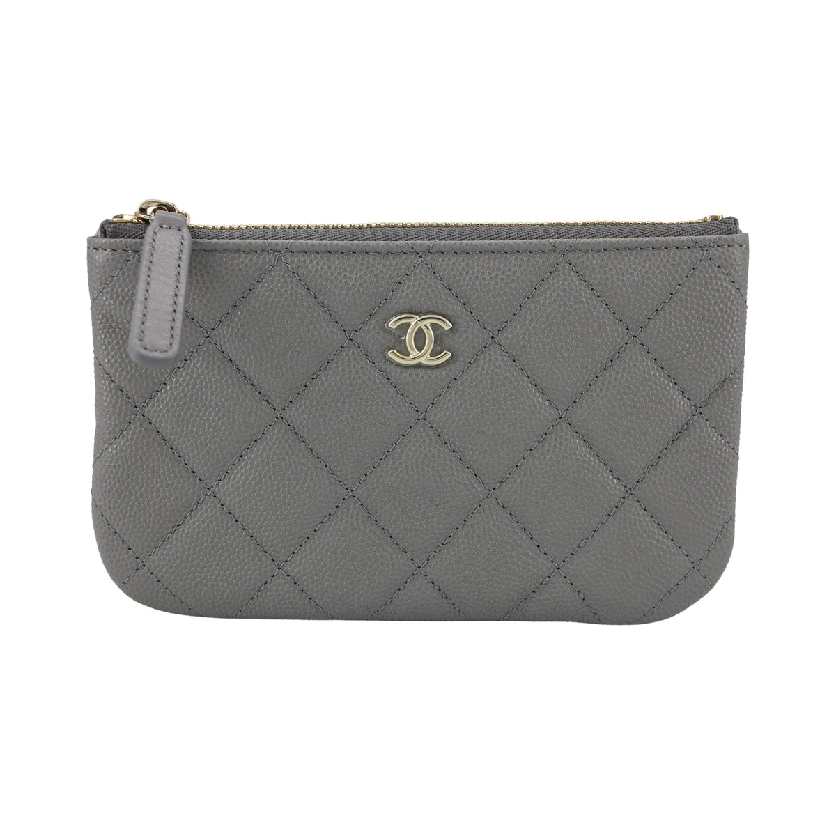 CHANEL Mini O Case Pouch in 22B Grey k Caviar | Dearluxe