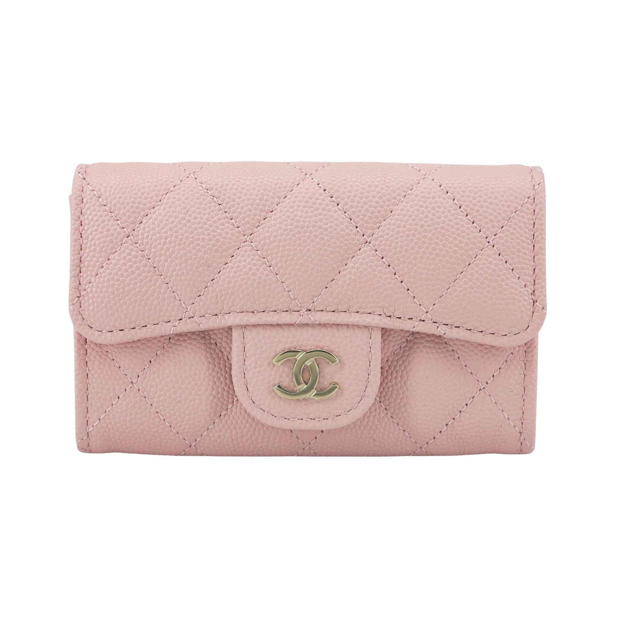 CHANEL Classic Flap Card Holder in 22B Pink Caviar | Dearluxe