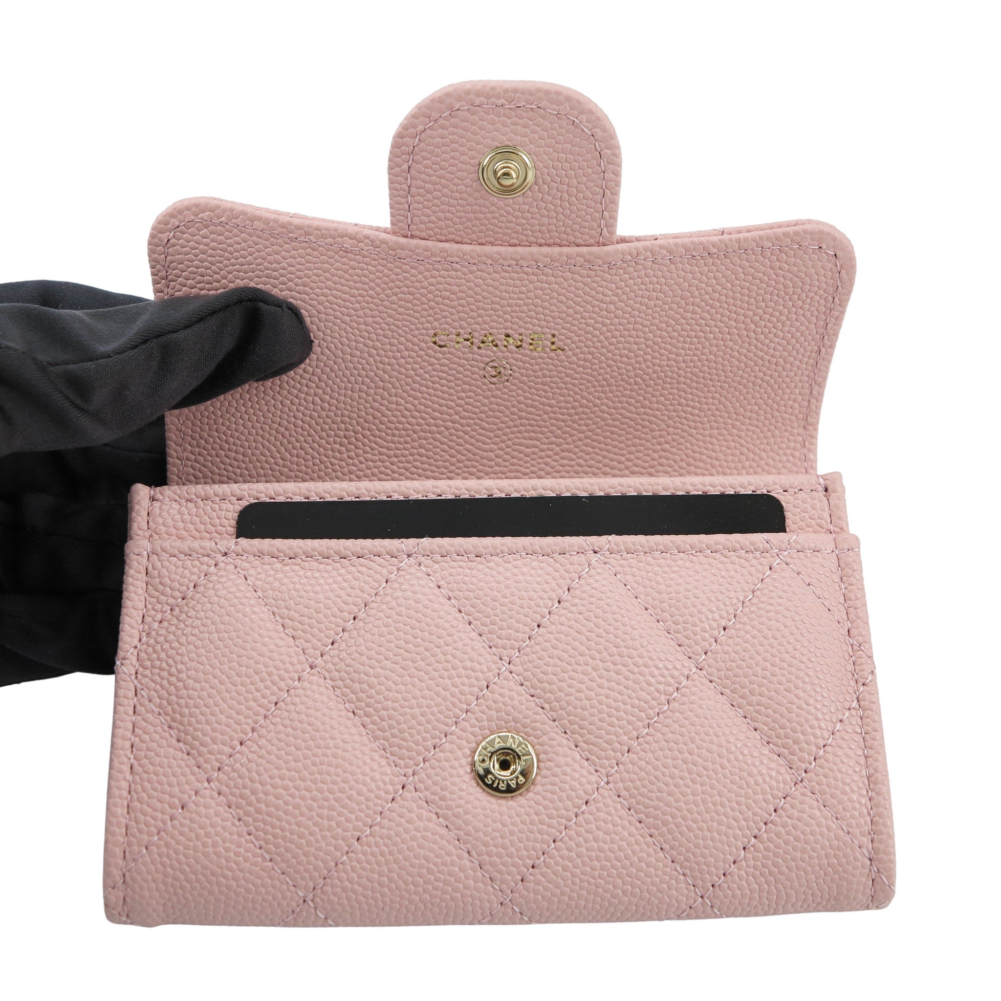 Chanel Classic Flap Card Holder Light Pink in Iridescent Calfskin Leather  with Silvertone  US