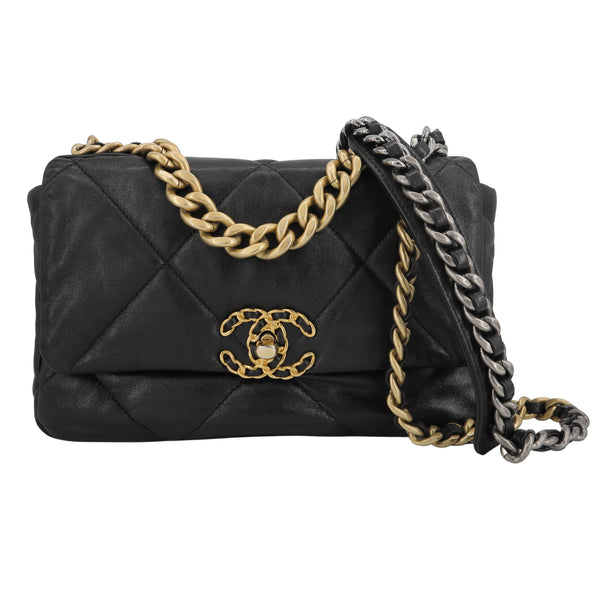 CHANEL Lambskin Quilted Pearl Crush Phone Holder With Chain Black