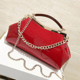 Bag For Women 2018 New Summer Candy Color Red Pink Paten Leather Handbag Shoulder Crossbody Bag Chain Nude Evening Clutch Solid