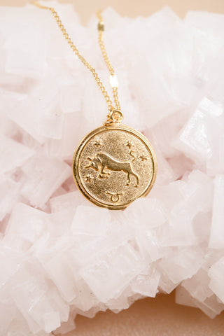 taurus zodiac medallion necklace