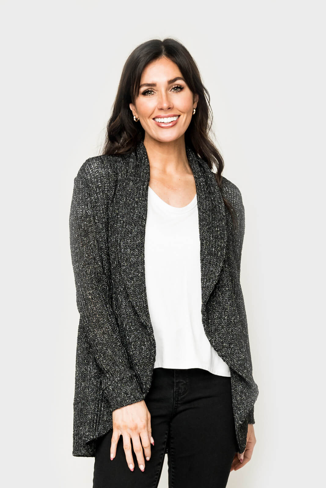 Boucle Cocoon Cardigan - Black S