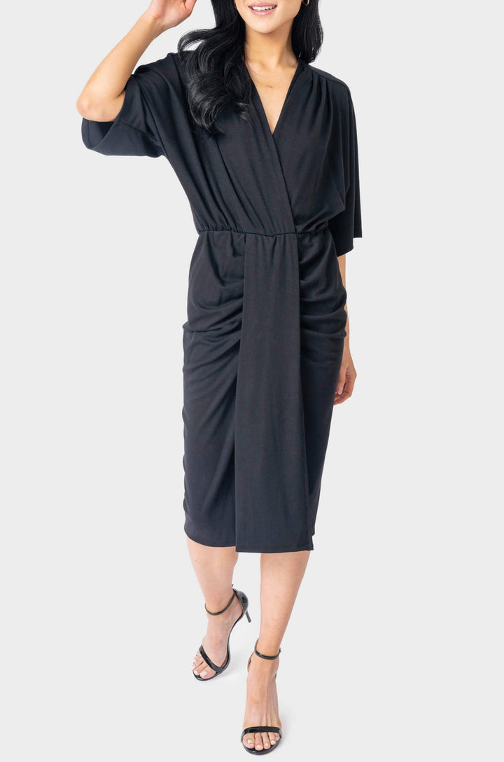 Jennifer Drape Front Luxe Knit Surplice Dress – Gibsonlook