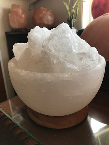 White Fire Bowl Crystal Salt Lamp