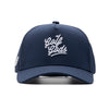 TOUR PRO Golf Gods Script Golf Hat in Navy Blue with Curved Brim