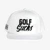 Golf Sucks Snapback in White Golf Hat