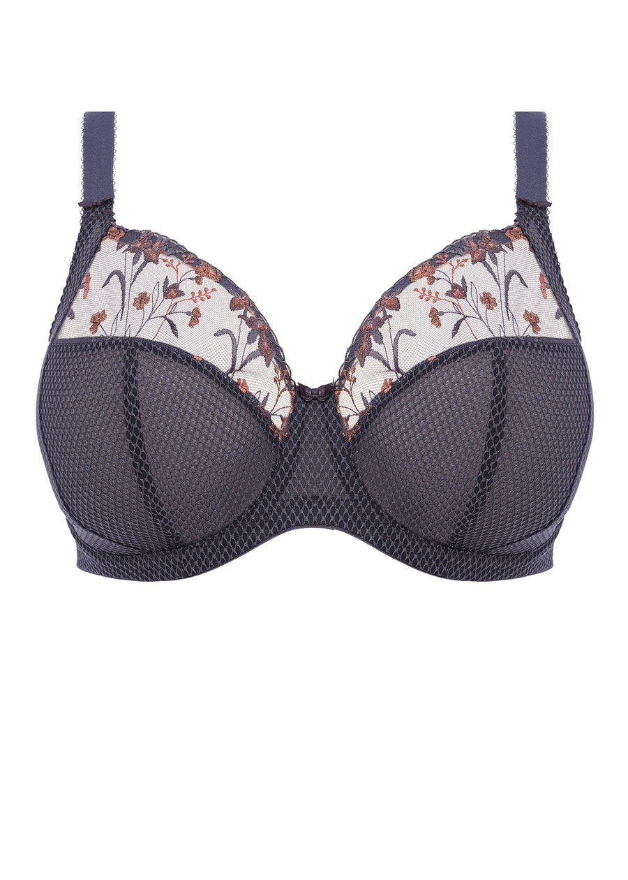 The Bra Patch - Charley bralette with a wire; diamond mesh fabric with  stretch lace. Paired with a matching key hole brief.