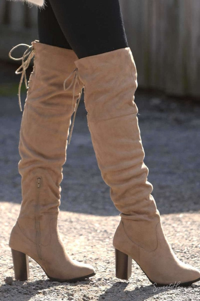 Taupe Over the Knee Boots - Gorgeous To 