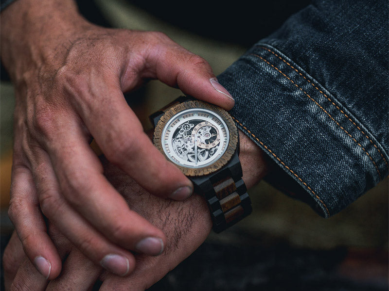 montre en bois mécanique hiba