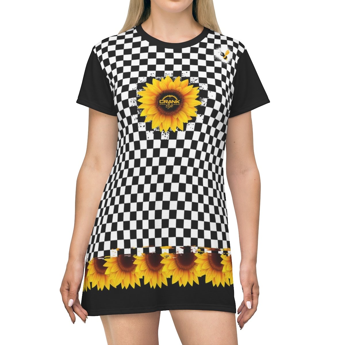 checkerboard t shirt dress