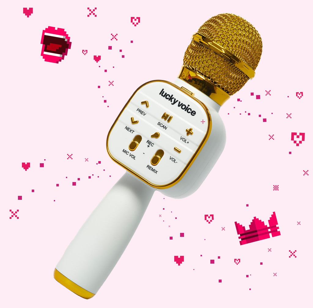 Lucky Voice Rose Gold Karaoke Bluetooth Microphone