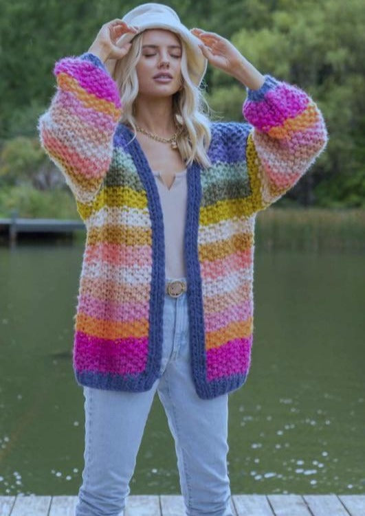 Rainbow Chunky Knit Cardigan