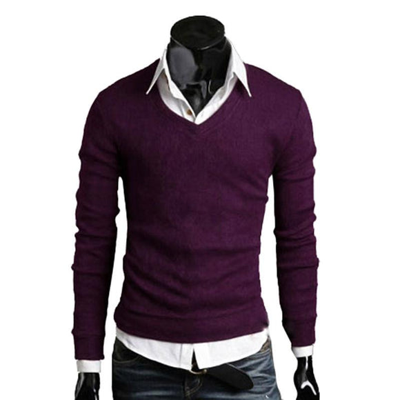 Sweater Sueter Cardigan Tejido Hombre Escote V Elegante Fashion Violet – Te Fashion