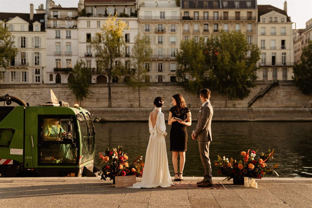 Real bride wearing the Lilith gown by Zoe Rowyn Bridal