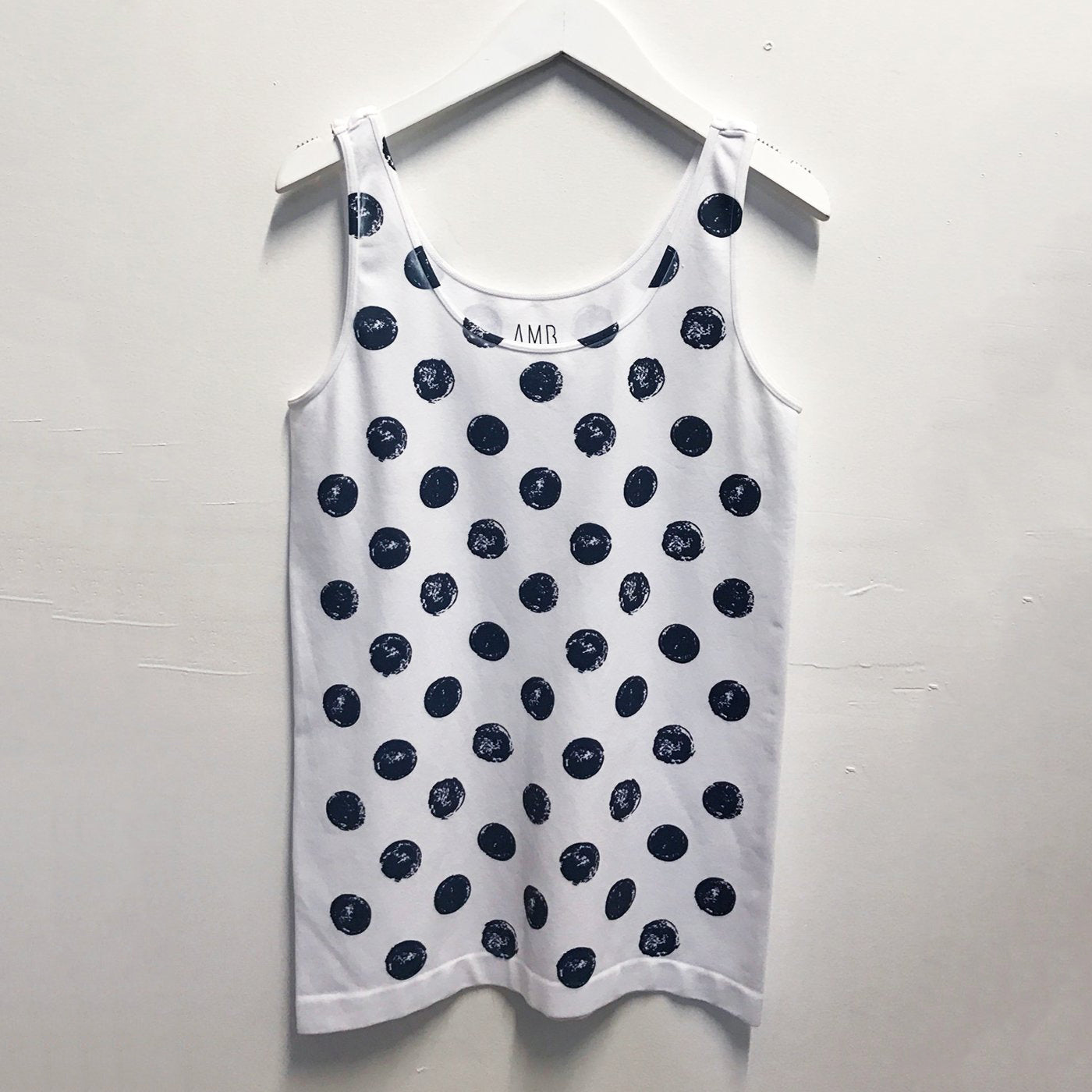 NEW! Grunge Polka Dot Tank Top in White by AMB Designs