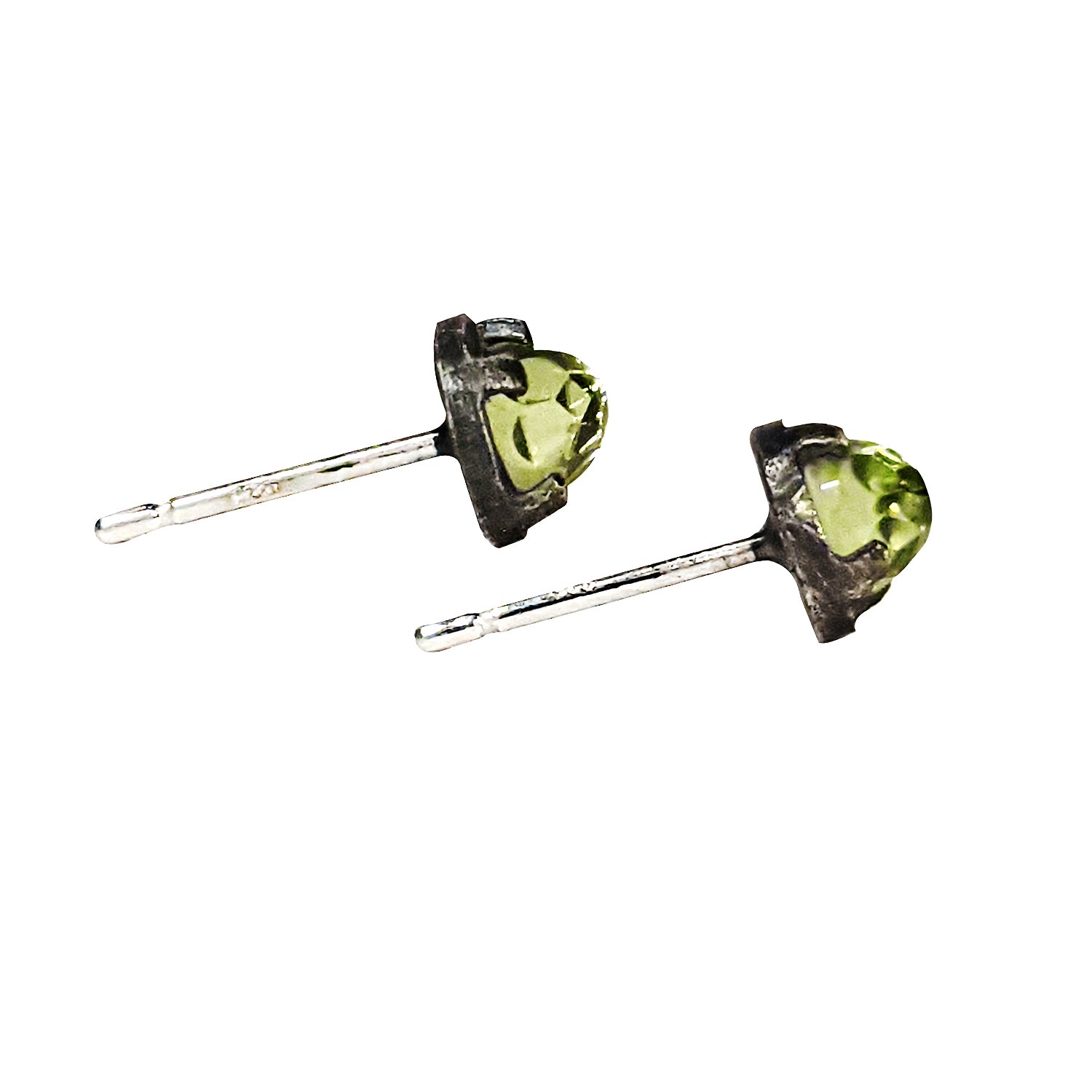 NEW! Carved 4mm Peridot Earrings by Heather Guidero