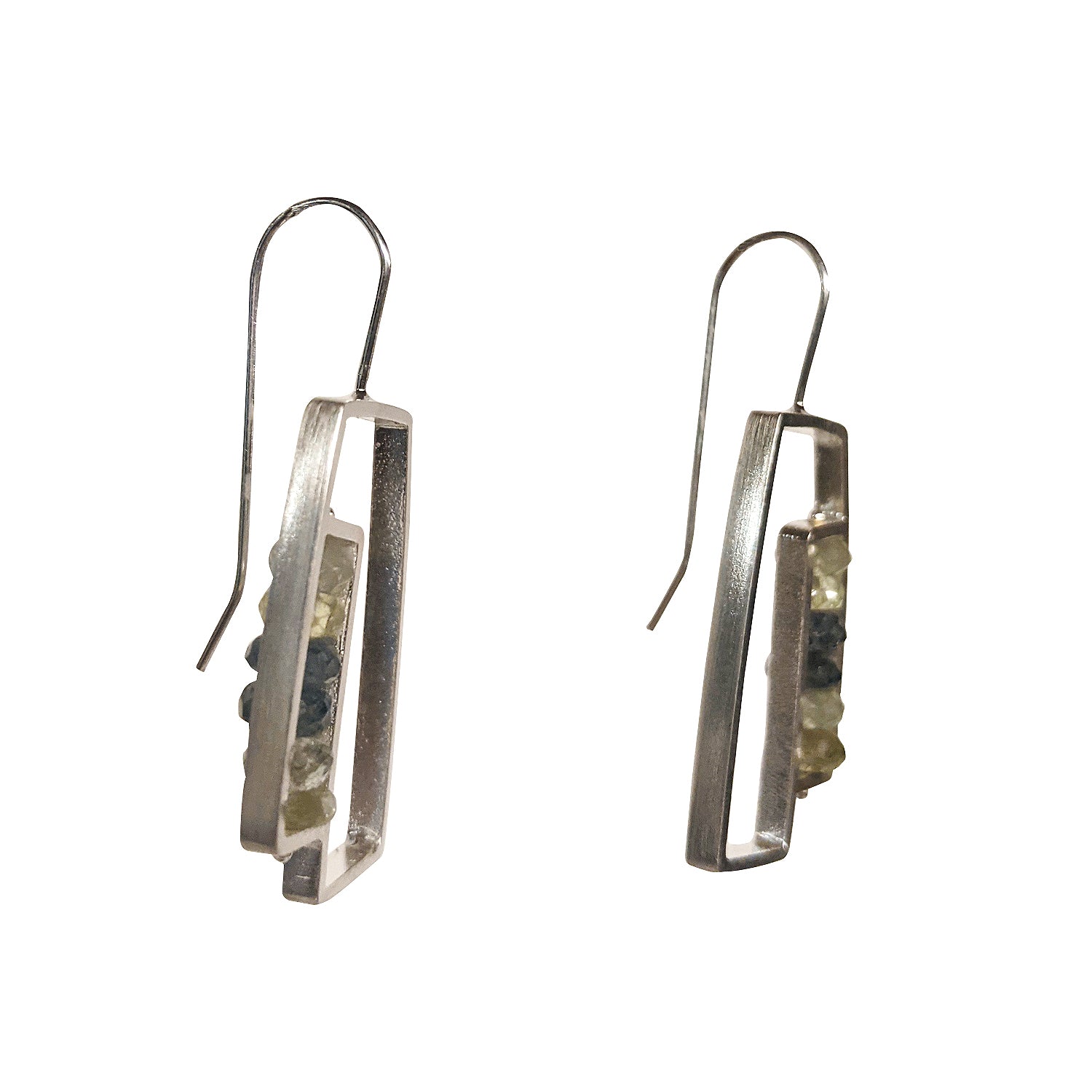 NEW! Split Rectangle Earrings with Moss Aquamarine by Ashka Dymel
