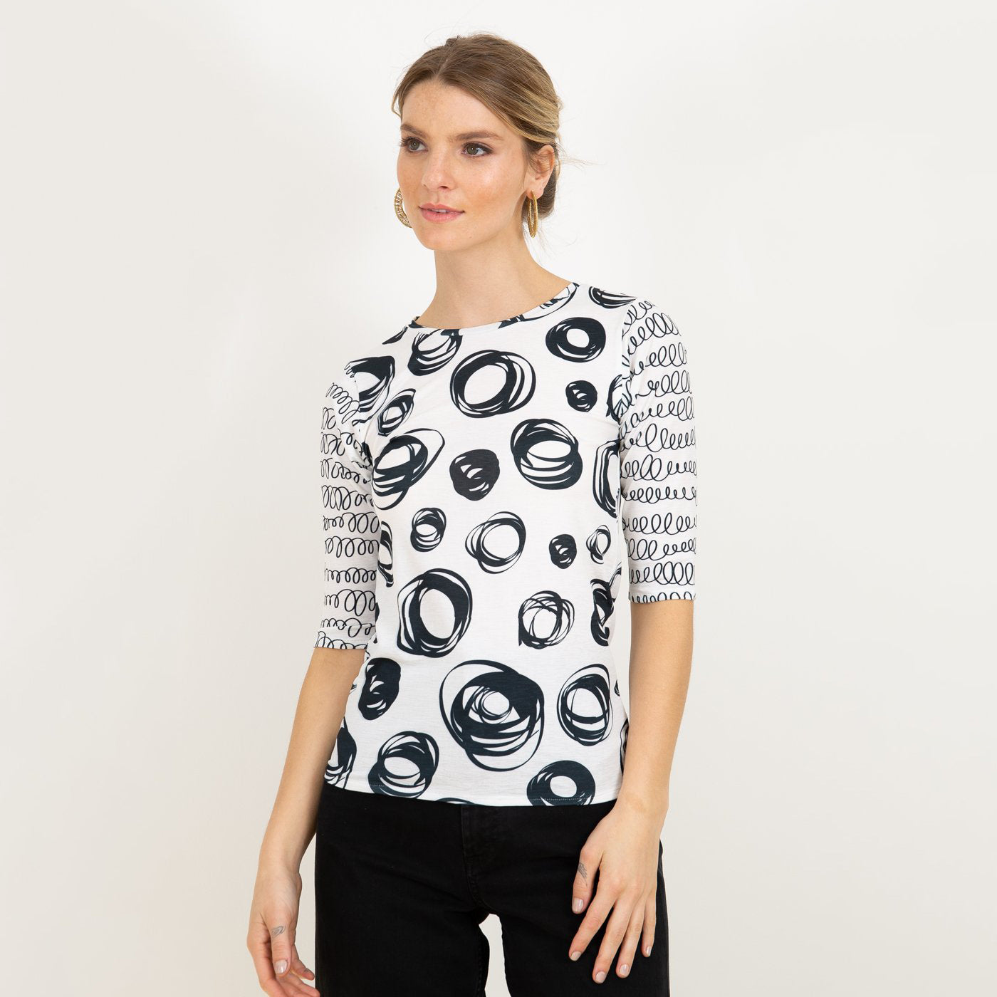 NEW! Pippa Elbow Sleeve Top in Doodle Collage by AMB Designs