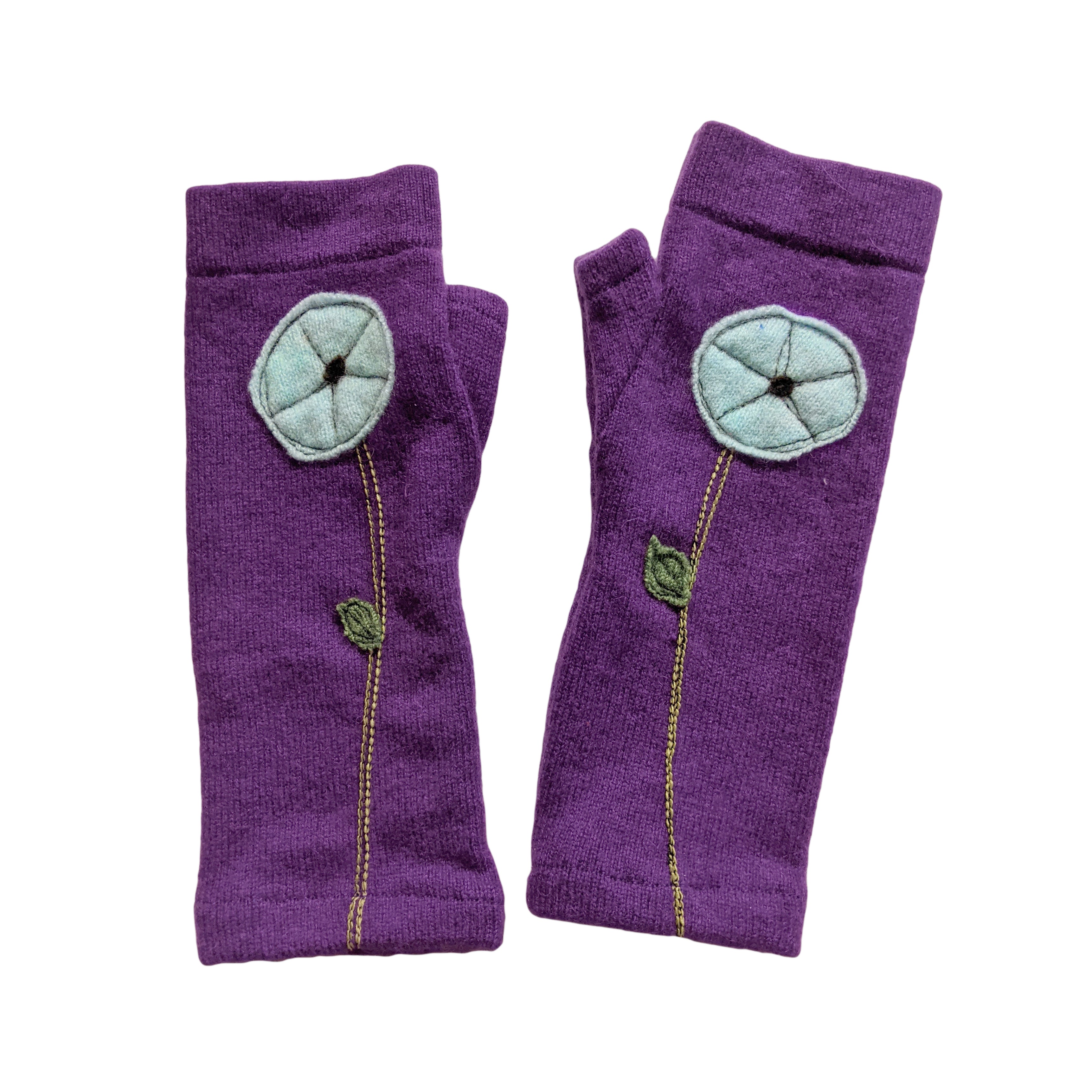 NEW! Purple with Blue Poppy Cashmere Gloves by Sardine