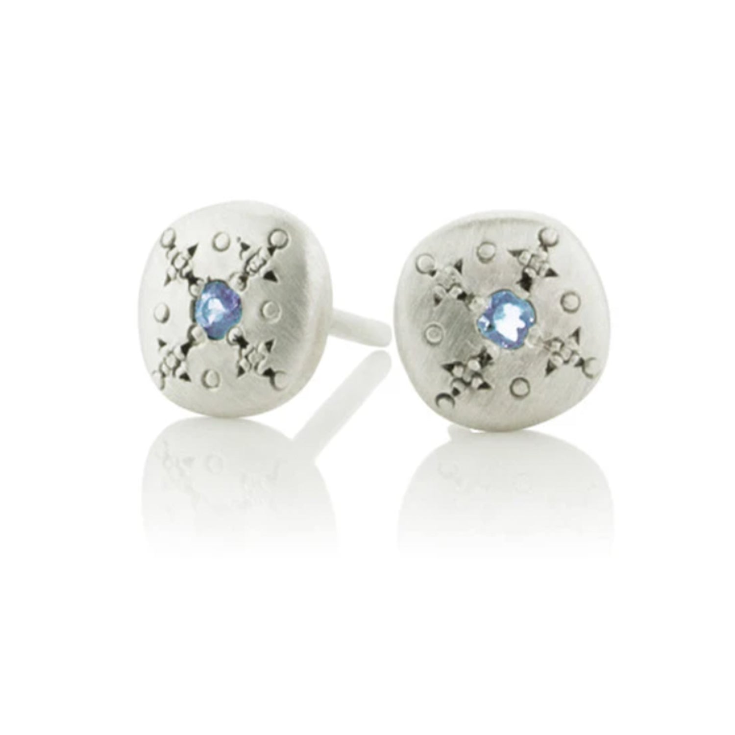 NEW! Silver Lights Studs with Aquamarine by Adel Chefridi