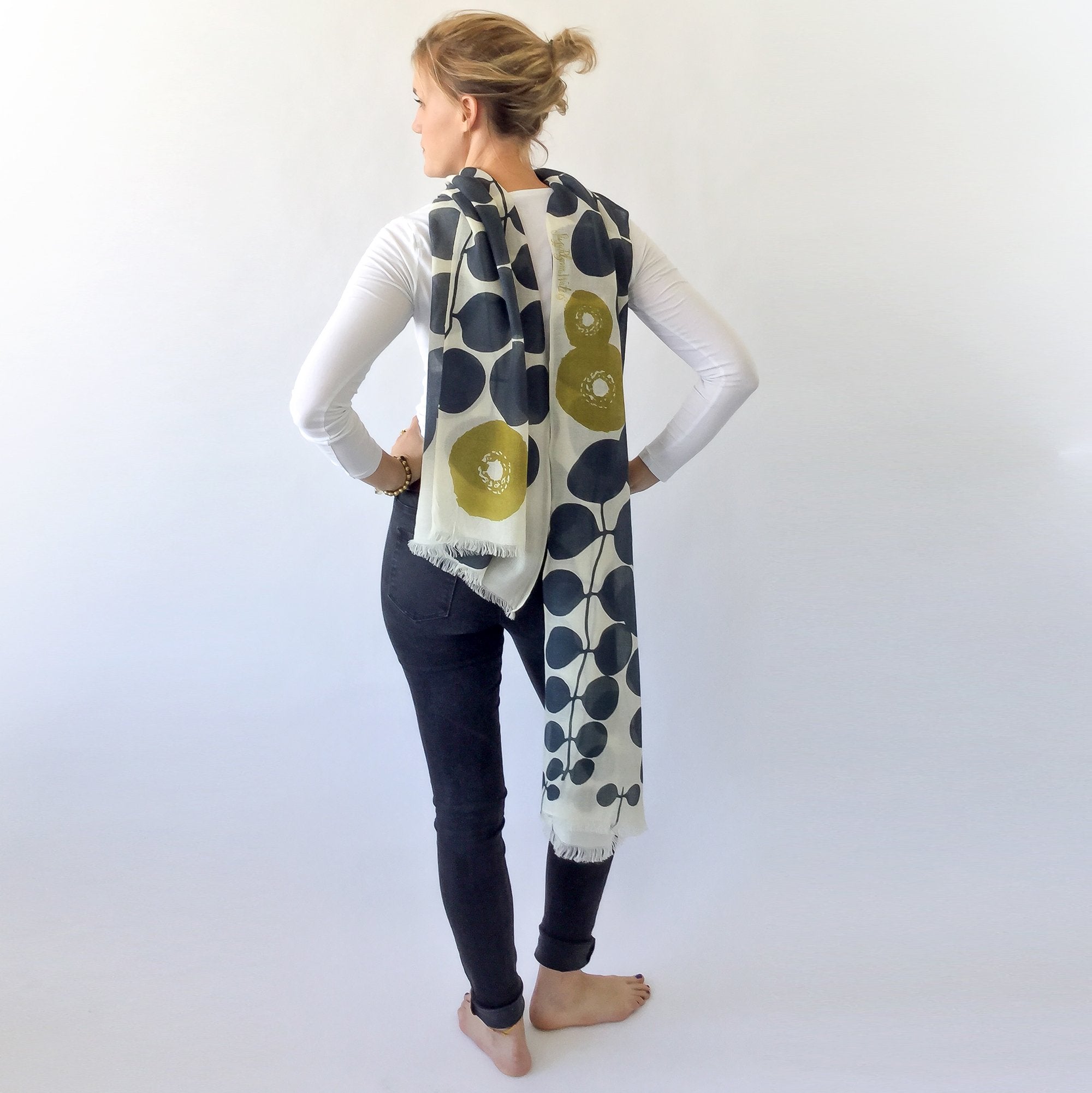 NEW! Until Print Merino Wool Scarf in Nero by Pilgrim Waters