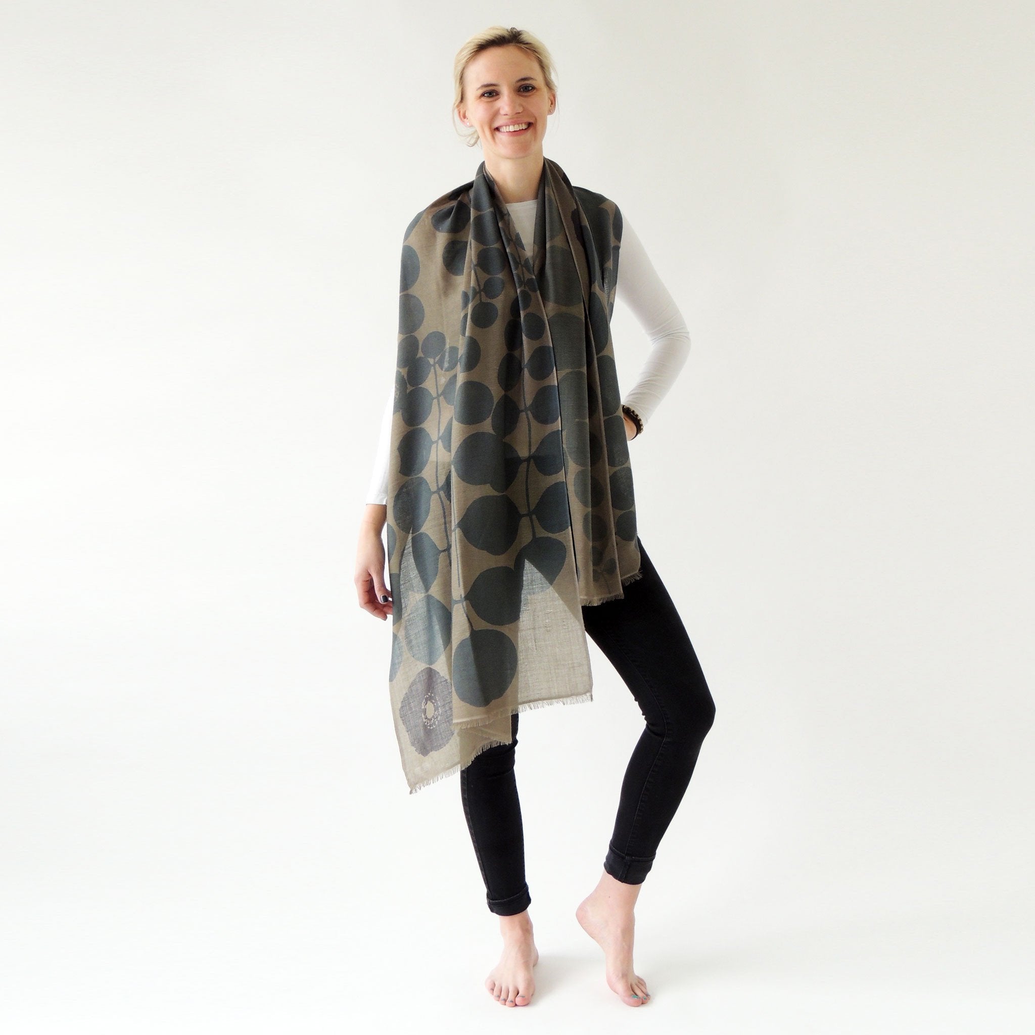 NEW! Until Print Merino Wool Scarf in Peat by Pilgrim Waters