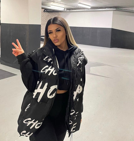 thegirlwearing bodywarmer text streetwear