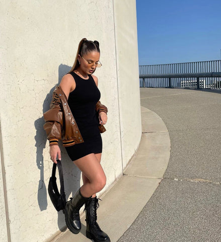 chunky boots dress influencer