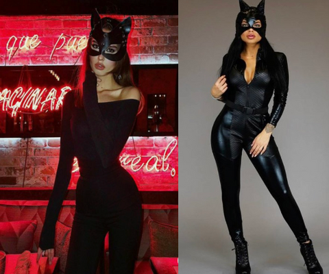 Catwoman halloween outfit fashion black fashion masker cat trend