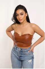 Brown leather top TheGirlWearing