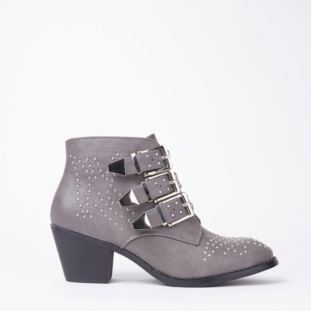 grey studded ankle boots