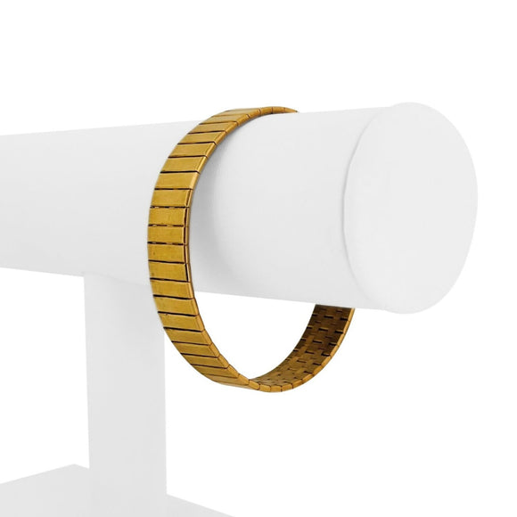 14k Yellow Gold 44g Satin Finish 12mm Strap Panel Link Bracelet Italy 7.25